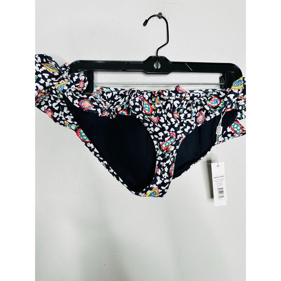 CAROLINE CONSTAS Black White Paisley Leopard Ruffle Anastasia Two-piece Swimsuit - Picture 9 of 13